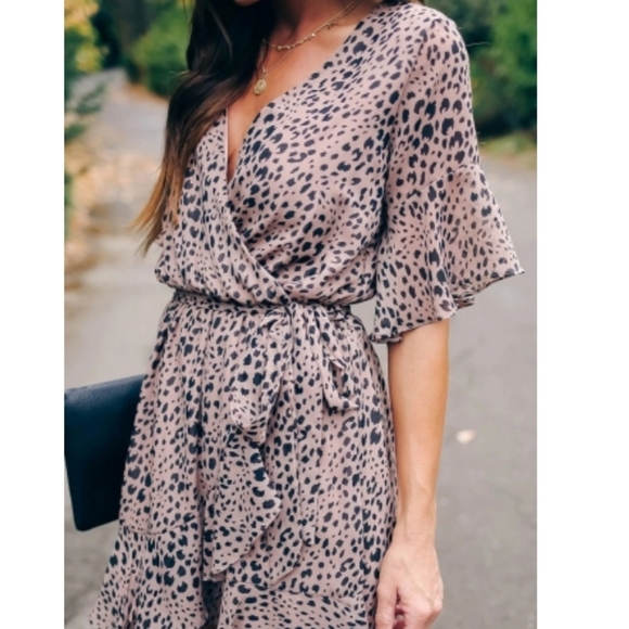 Gorgeous black-and-tan leopard print dresses NWT - Picture 4 of 8